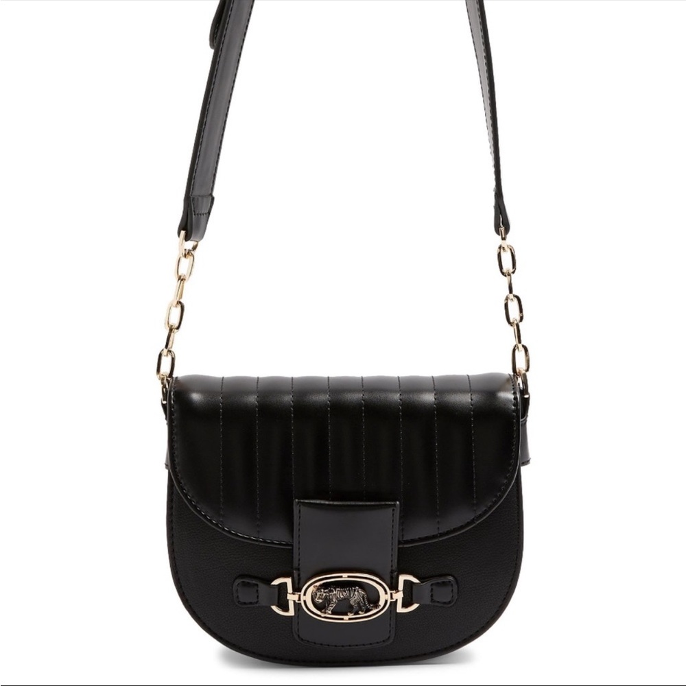Topshop Panther Trophy Faux Leather Crossbody bag